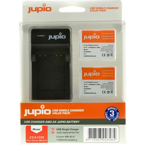 Jupio Pair of NB-6LH Batteries and USB Single Charger Value Pack