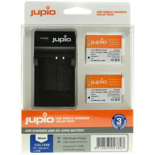 Jupio Pair of LI-90B Batteries and USB Single Charger Value Pack