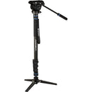 Benro Connect Video Aluminum Monopod with Flip Locks, 3-Leg Base, and S4 PRO Head