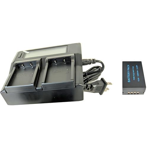 Bescor NPT125 Battery and Dual Bay Auto Charger Kit for Select FUJIFILM Cameras