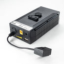 Porta-Pak Battery with D-Tap Output & Charger (8V/12V) (V-Lock Adapter Mount) & V-Mount Battery Clamp Bundle Indipro 